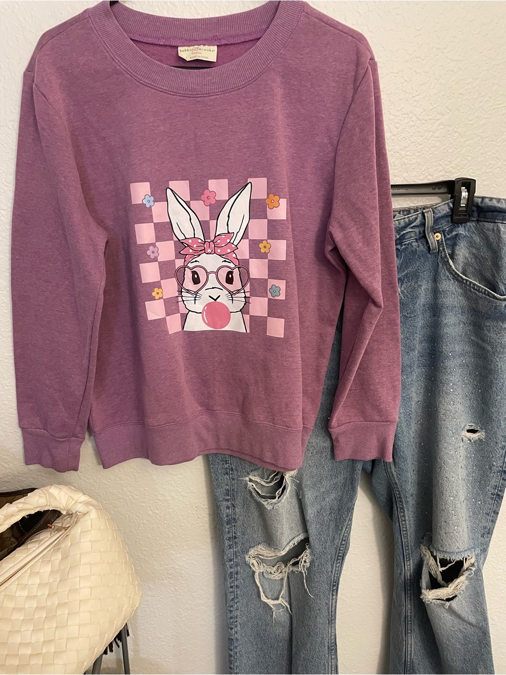 Purple Bunny Graphic Sweatshirt